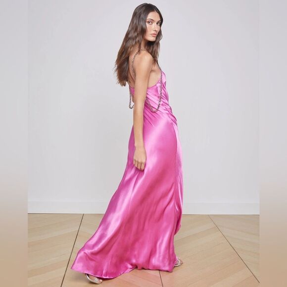 L’Agence Majesty Chain Trim Gown in Pink, NWT, Size 2 - Picture 6 of 16
